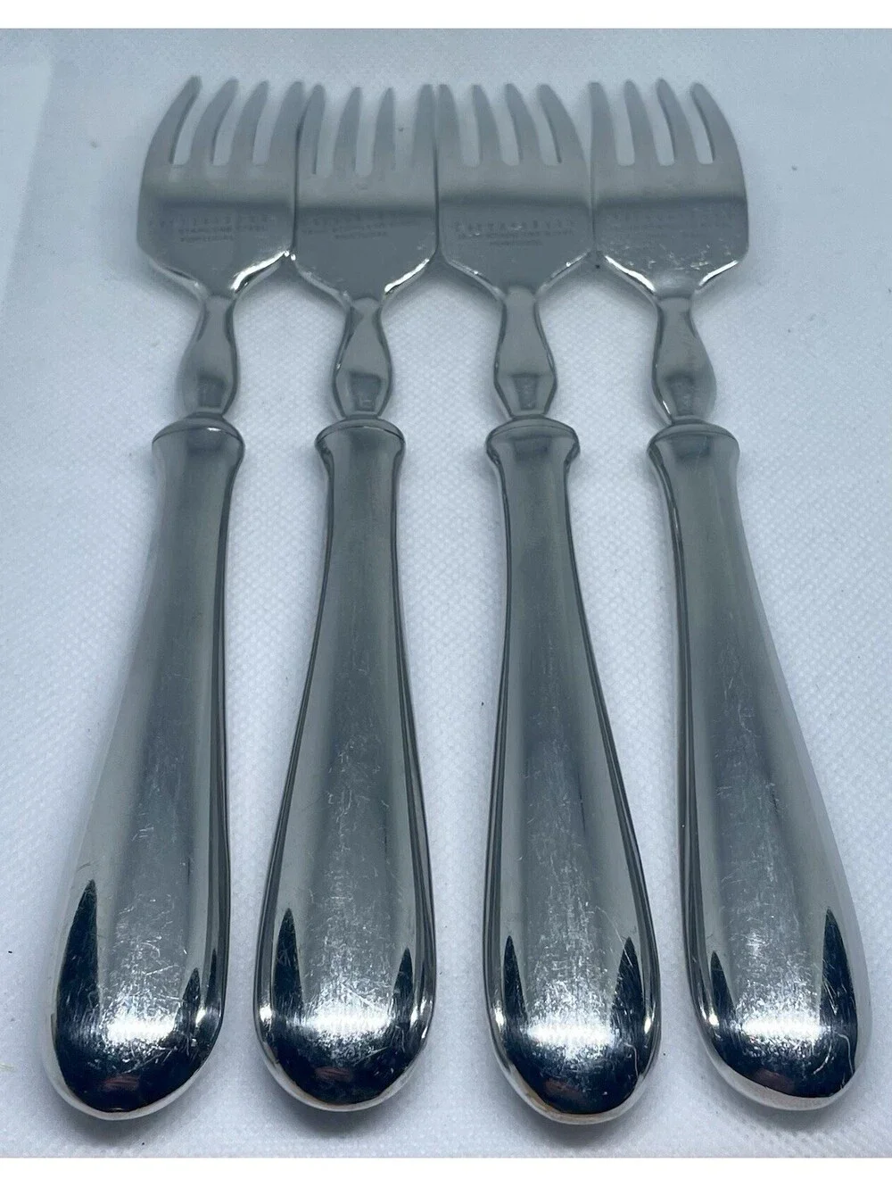 (4) Pottery Barn SAVANT 18/10 Stainless Portugal Dinner Fork Lot ~ 8.5”